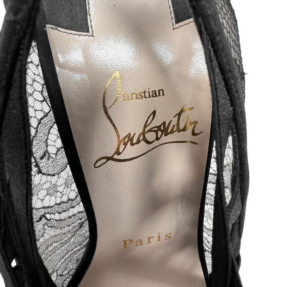 CHRISTIAN LOUBOUTIN Guiptik Black Lace Slingback Booties EU 36.5 US 6.5 - Picture 6 of 11